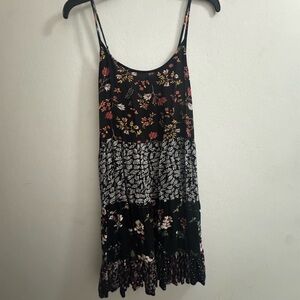 Floral Black and White Women's Dress